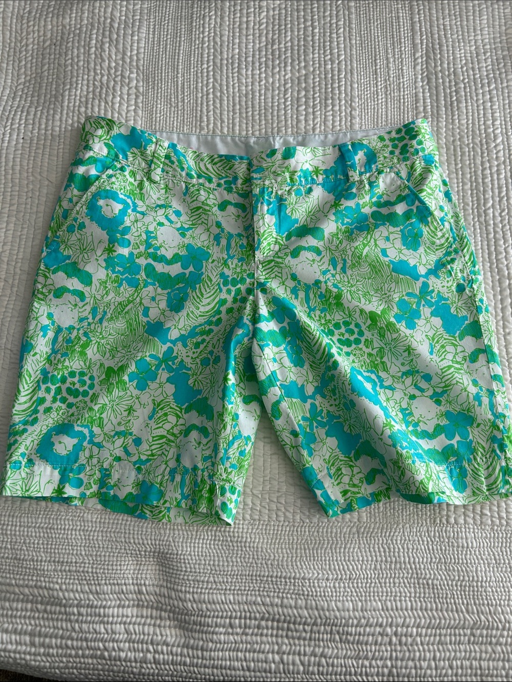 Lilly Pulitzer Teal & Lime Floral Bermuda Shorts